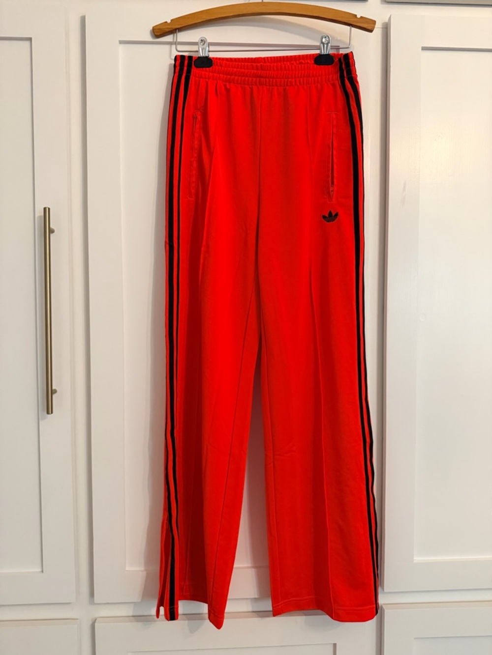 adidas Red Jogger Pants with Black Side Stripes